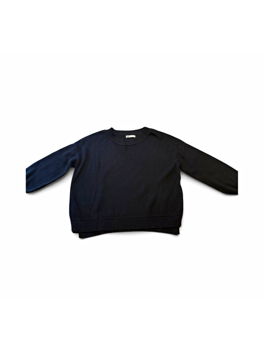 SO Women’s Black Knit Crew Neck Long Sleeve Pullover Sweater Size M